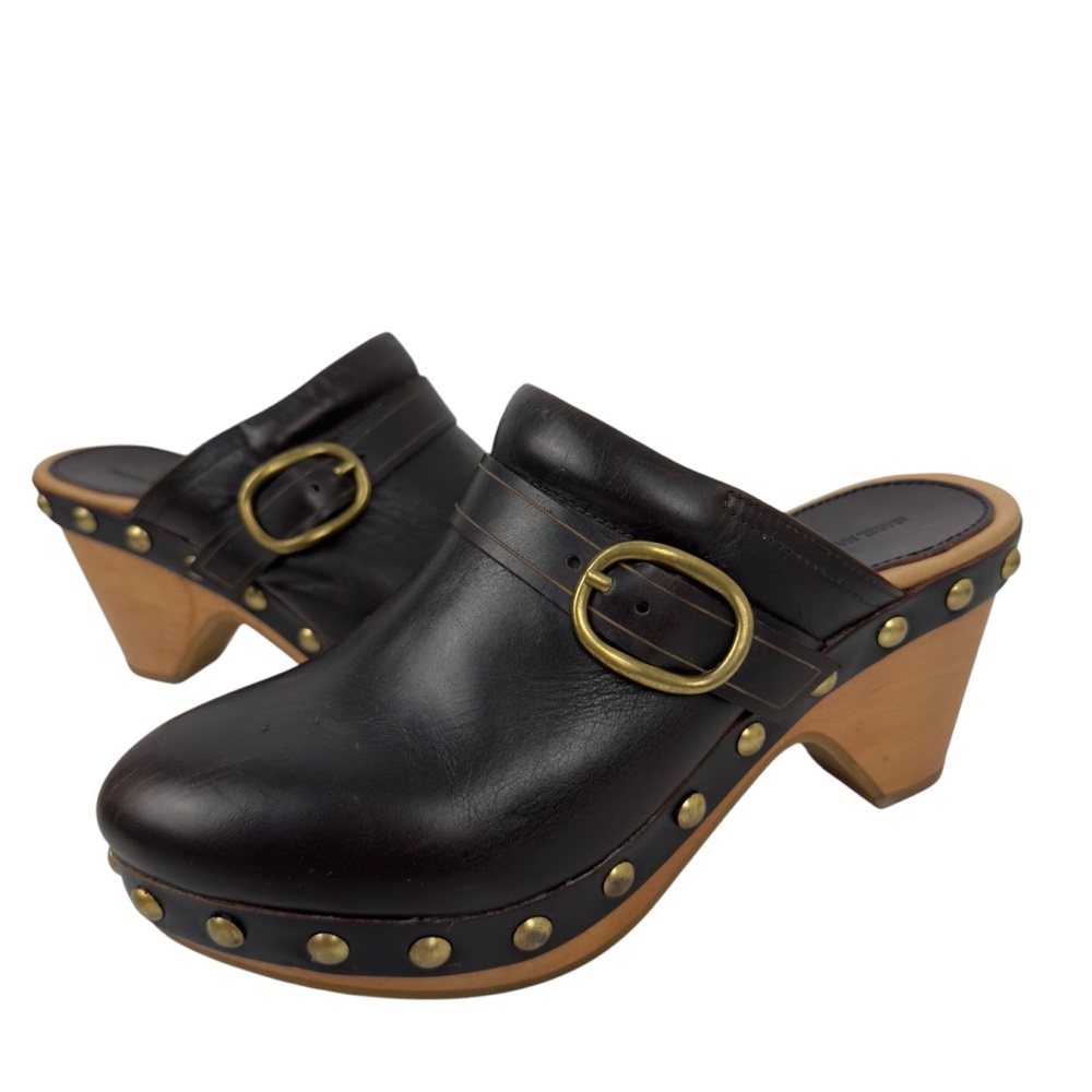 Isabel Marant Tamara Brown Leather Studded Platform Clogs Size 39 Slip on - Picture 9 of 16